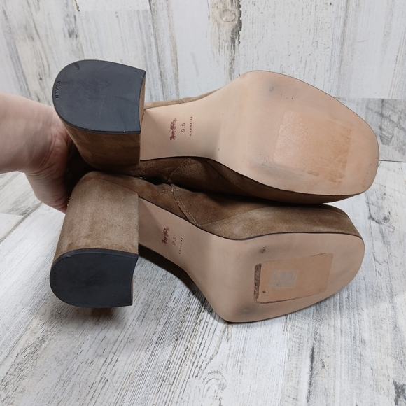 NEW Coach Iona Womens Suede Tan Platform Ankle Boots #1297 - Picture 16 of 16